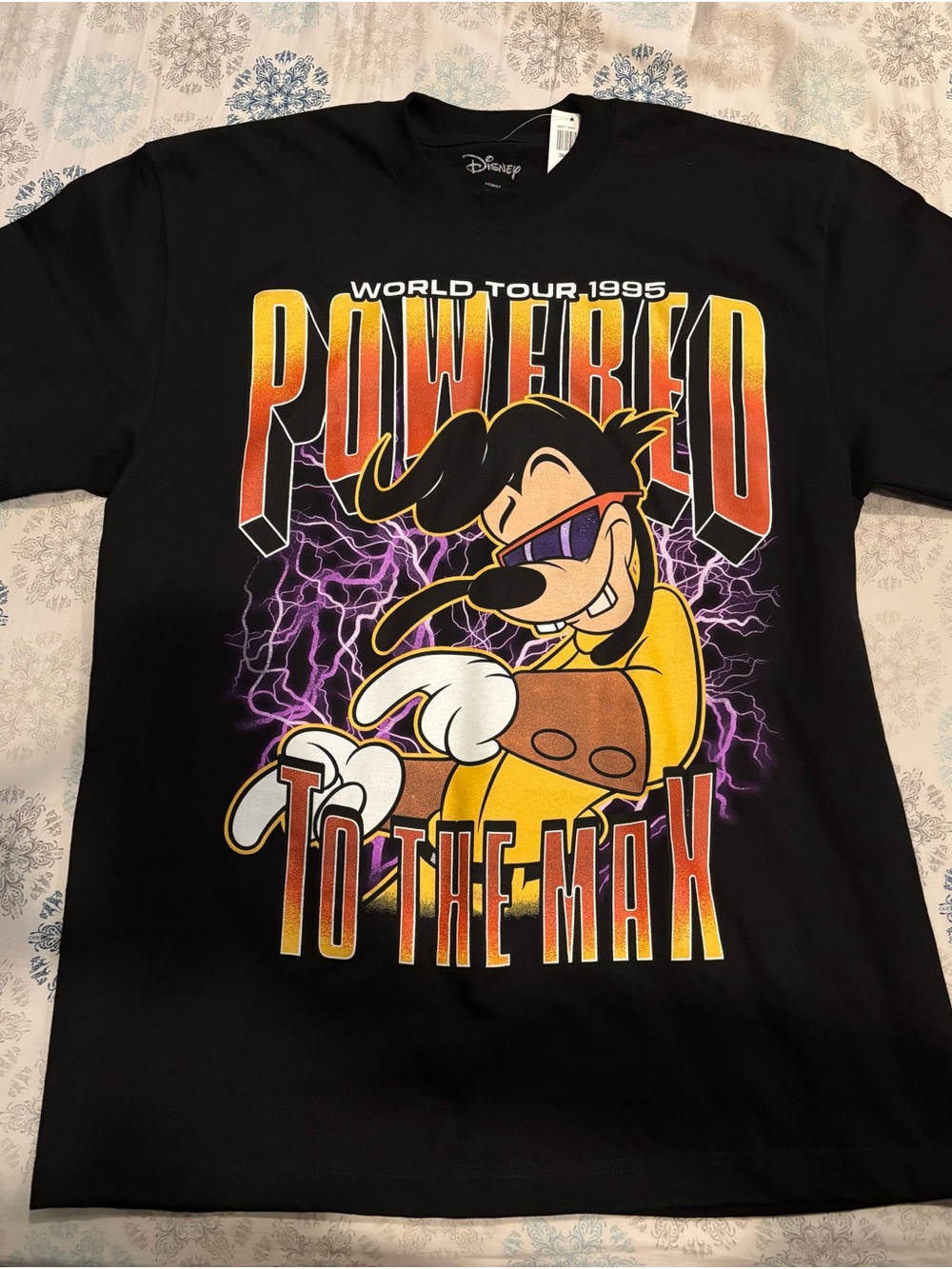 Disney Goofy "Powered to the Max" Graphic Tee - Black, Yellow, Purple